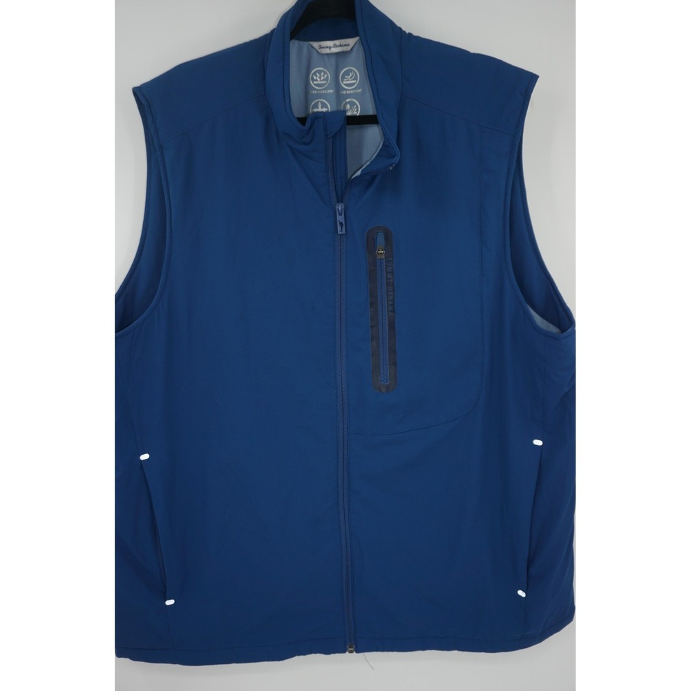 Tommy Bahama Vest Mens 2XL Blue Full Zip Water Repellent Wind Resistant